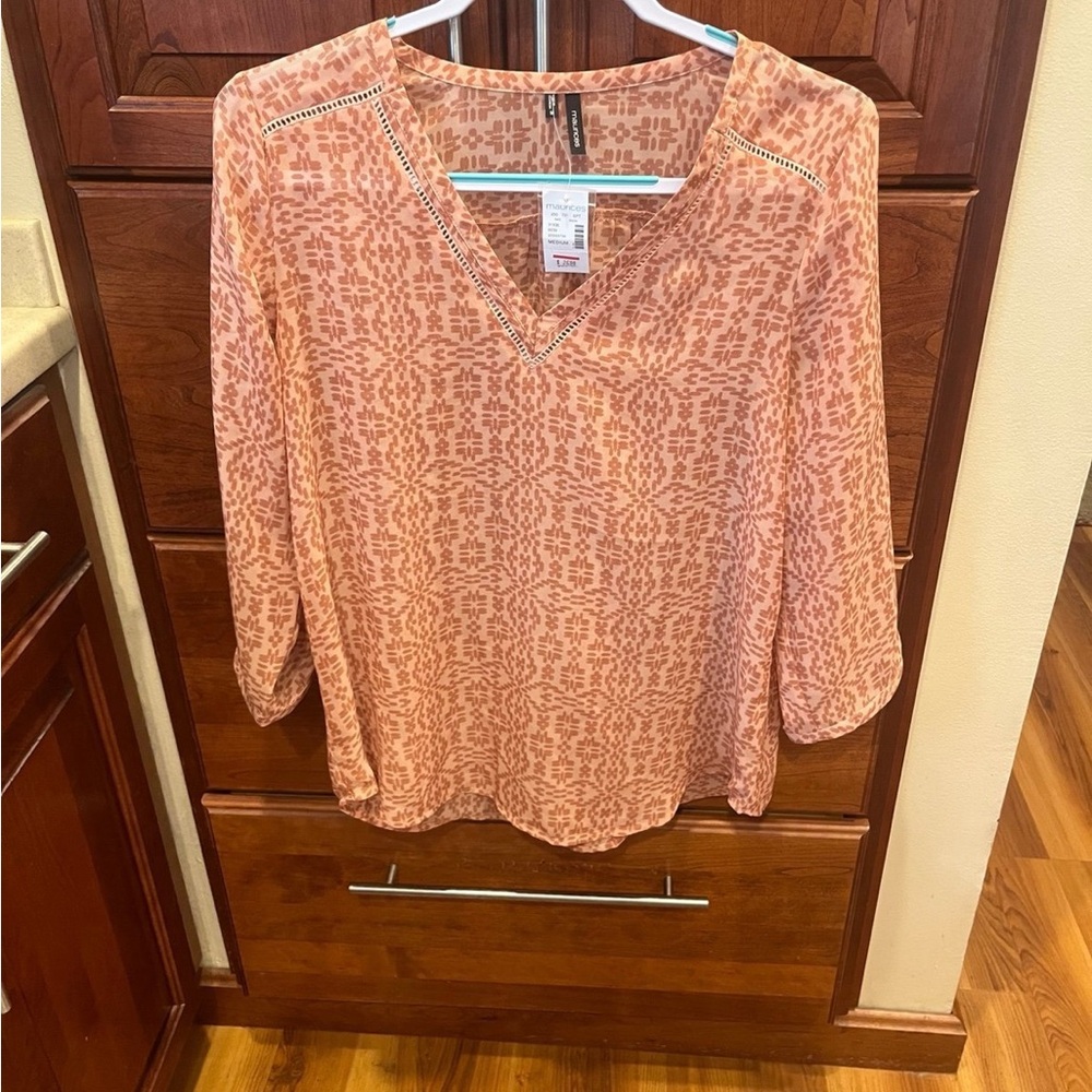 Maurice’s terracotta sheer blouse medium NWT